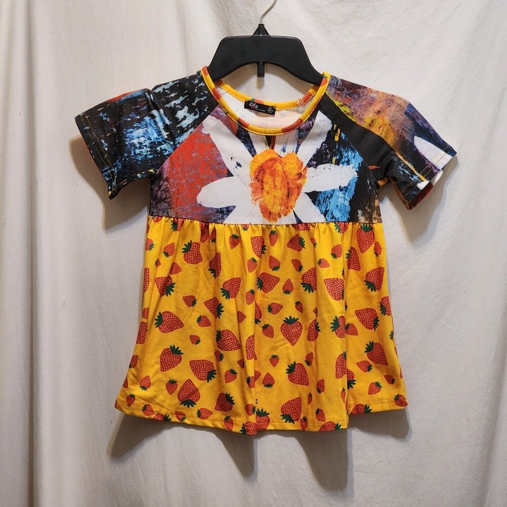 Lily Kids by Firmiana girls Dress Multicolor Floral Strawberries 5Y 5